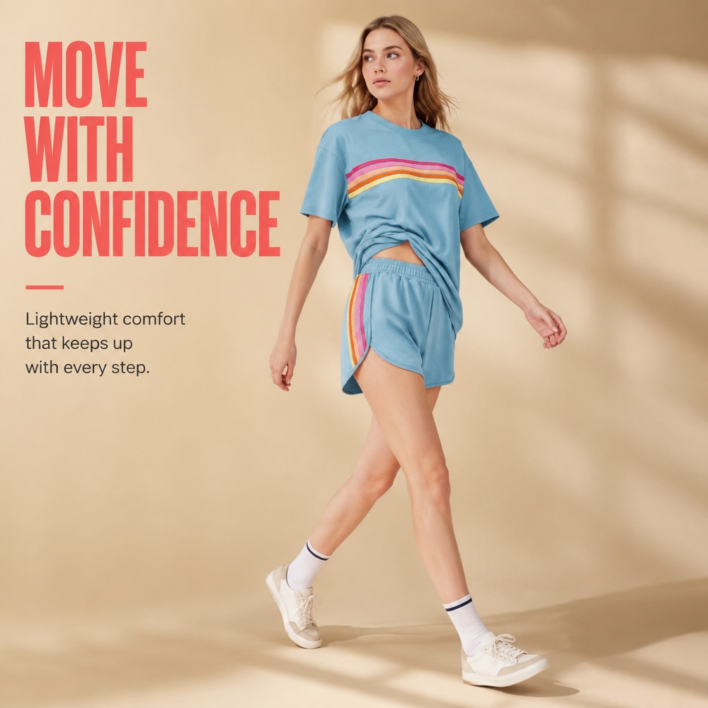 Vintage Fashion T Shirts - Women's 2 Piece Tracksuit Set Short