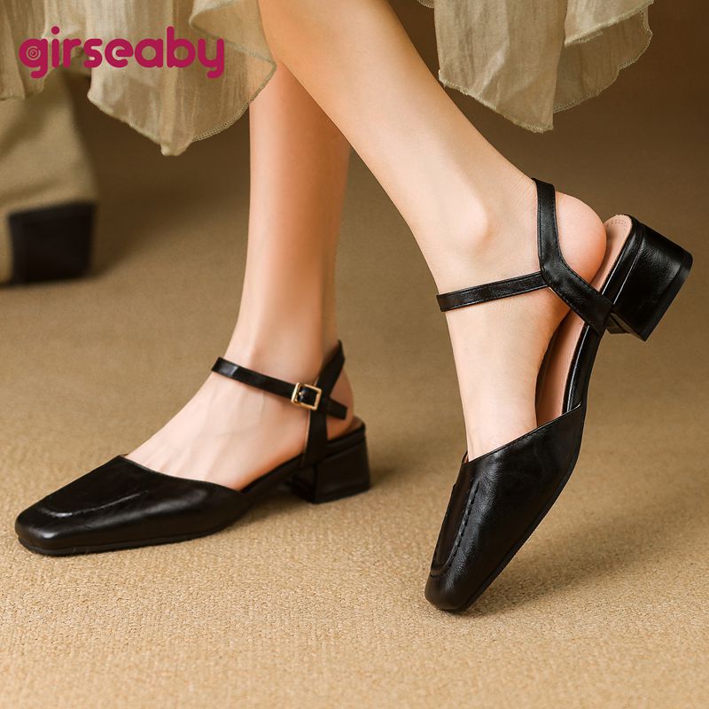 Vintage And Modern Fashion - Girseaby 2025 Female Sandals Square Toe