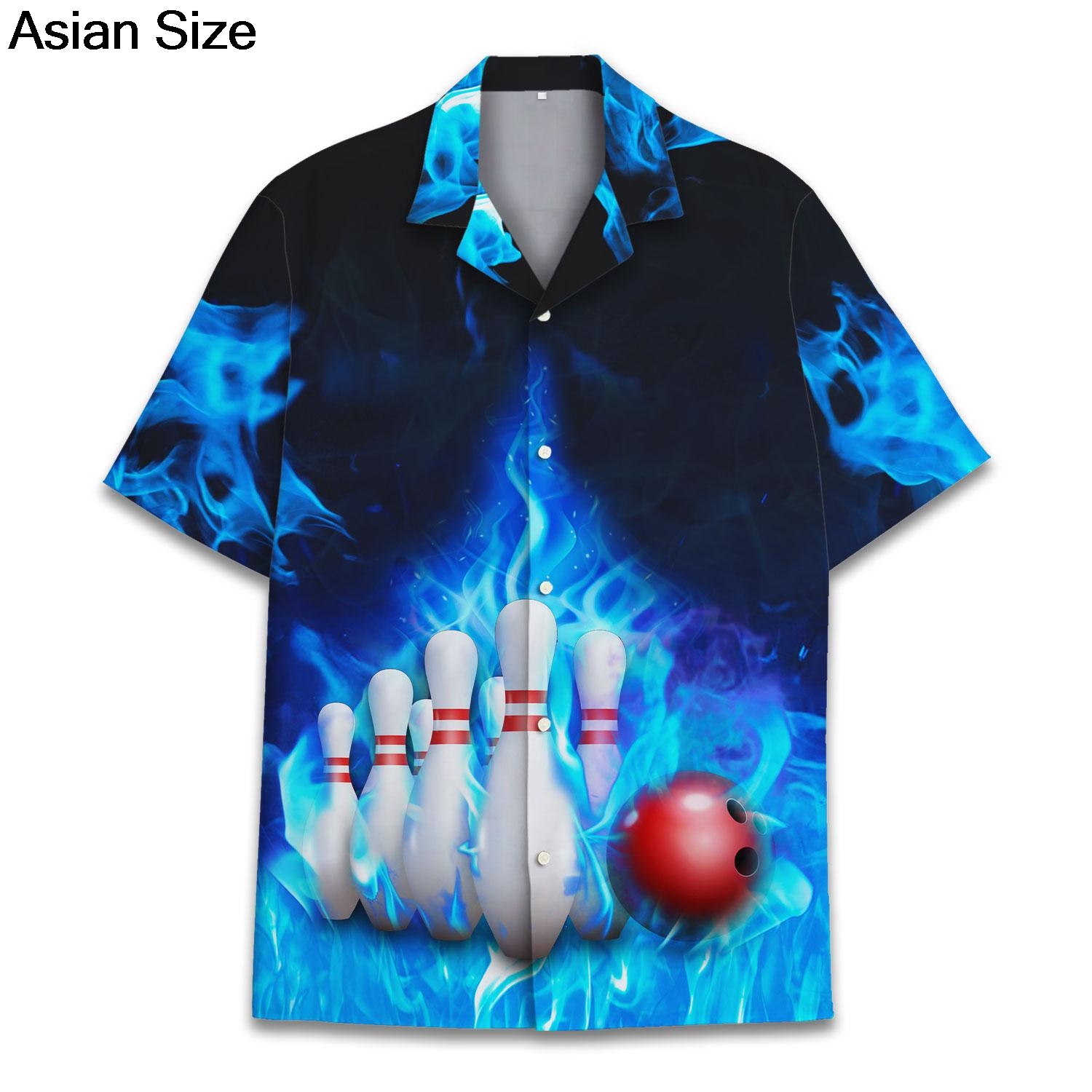 Cool Blue Fire Bowling Sport G - Bowling Shirt Camp ulasan dan harga