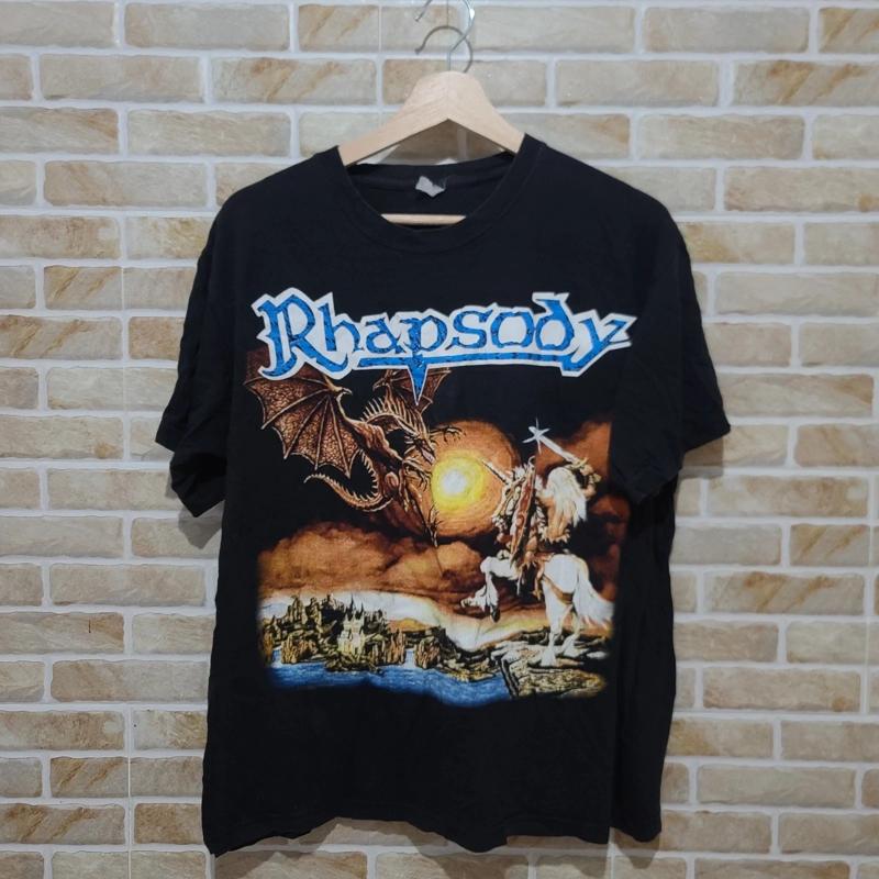 Vintage 90s Rhapsody Of Fire R - Band Tee Faded 90S ulasan dan harga