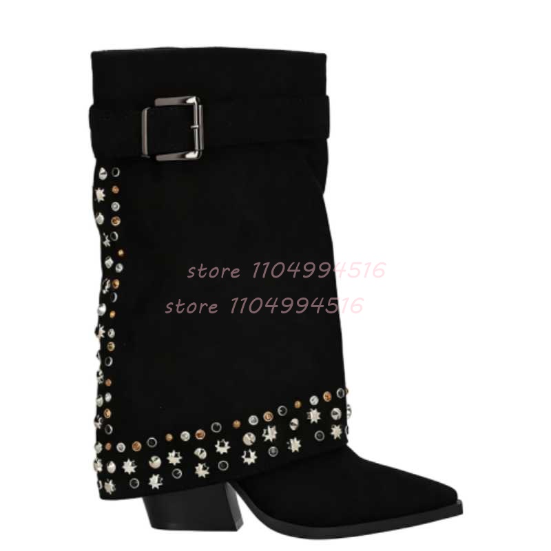 Beige Rivet Pointed Suede Ankl - Vintage And Modern Fashion ulasan dan harga