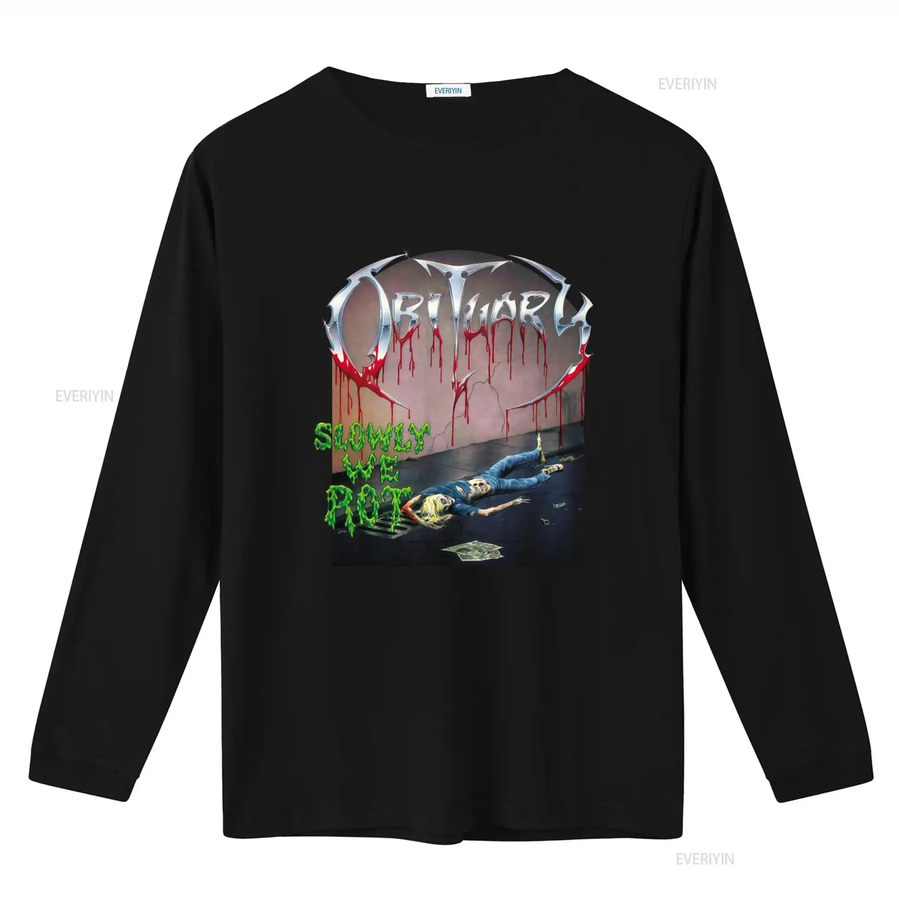 OBITUARY Slowly We Rot Print T - Vintage Fashion Obituaries ulasan dan harga