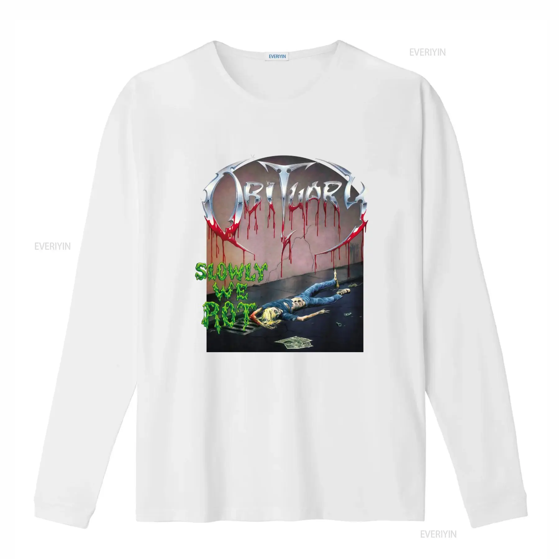 OBITUARY Slowly We Rot Print T - Vintage Fashion Obituaries ulasan dan harga