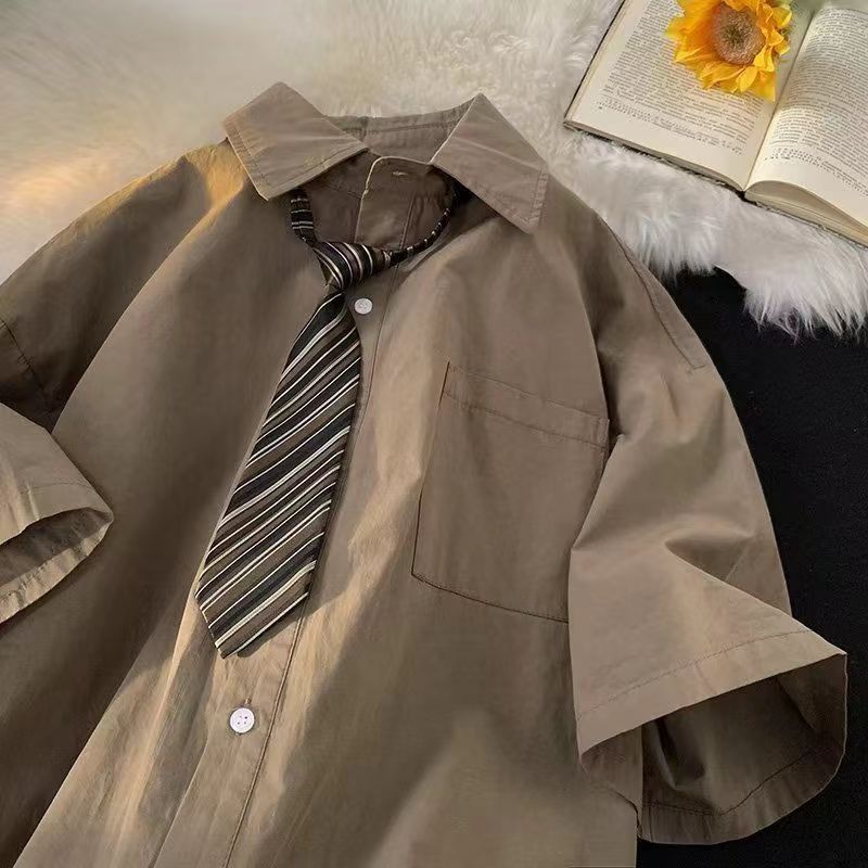 E-BAIHU Brown Vintage Blouses  - Vintage Fashion Japan ulasan dan harga