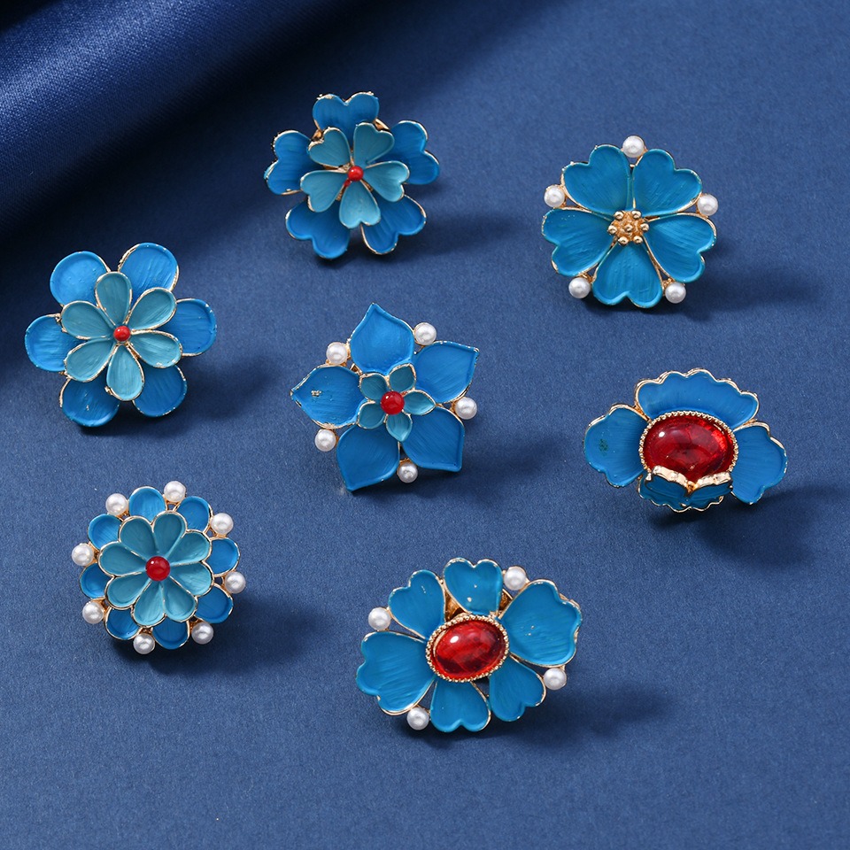Vintage Enamel Blue Flower Bro - Vintage Fashion Wear ulasan dan harga