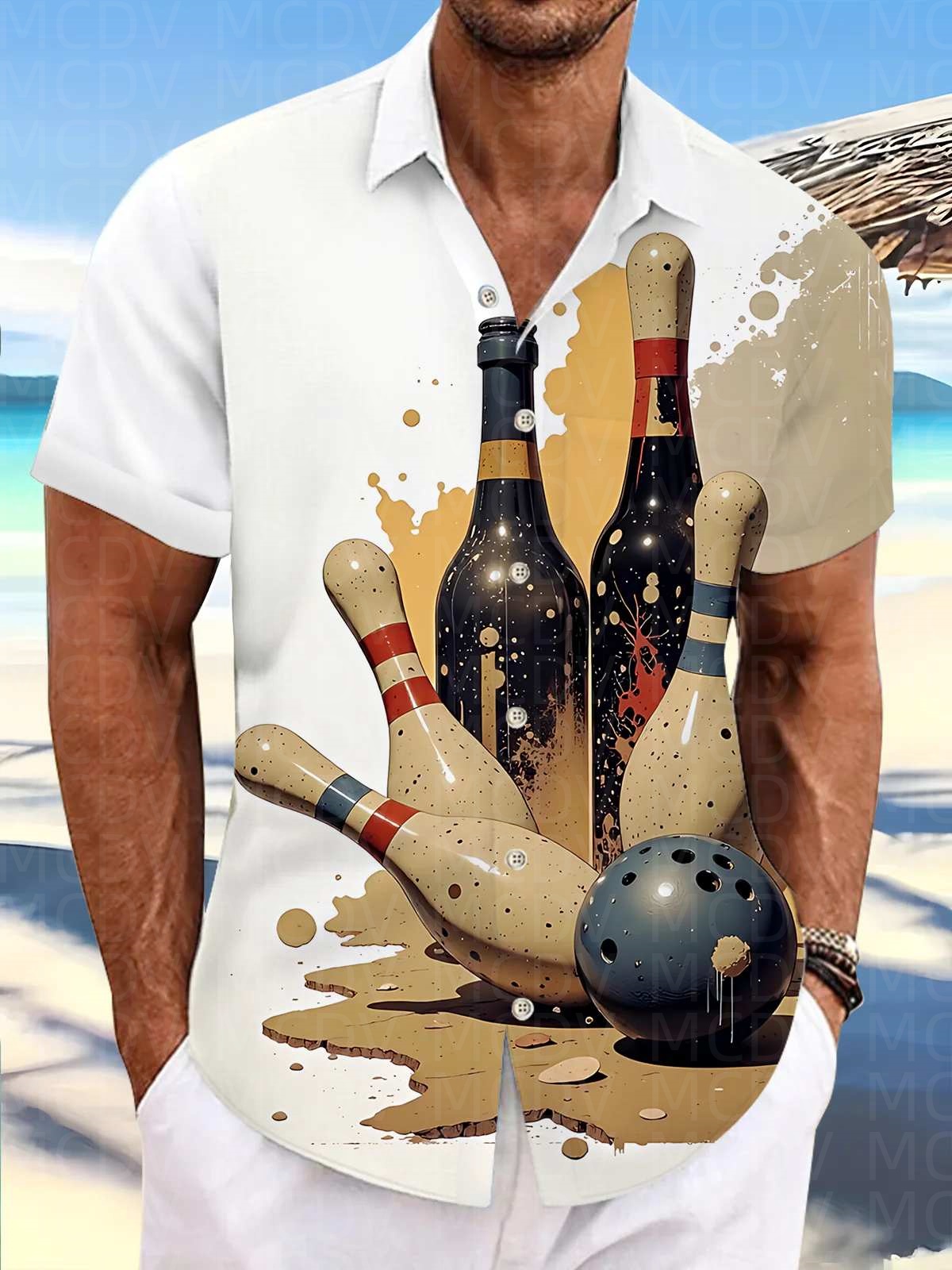 Bowling Pattern Men's Hawaiian - Bowling Shirt Camp ulasan dan harga