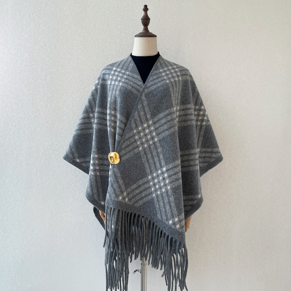 Vintage Print Fringed Cape Sha - Vintage Fashion Wear ulasan dan harga