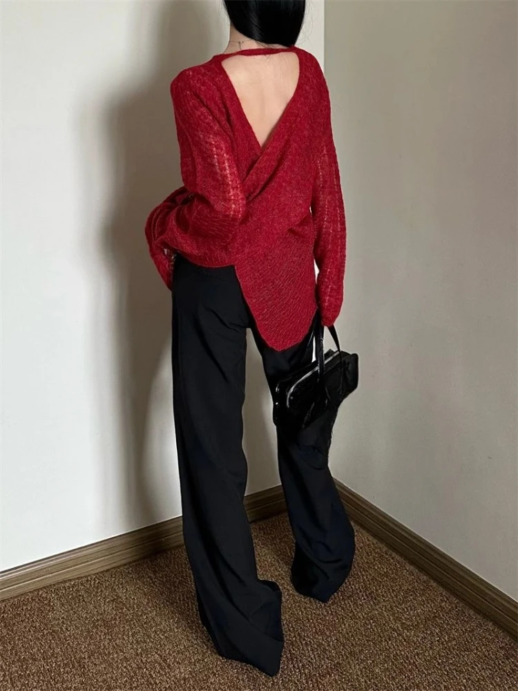 Y2K See-Through Knitted Women' - Vintage Fashion T Shirts ulasan dan harga