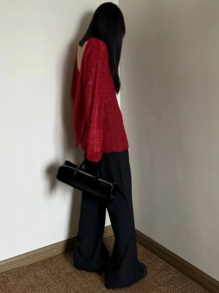 Y2K See-Through Knitted Women' - Vintage Fashion T Shirts ulasan dan harga